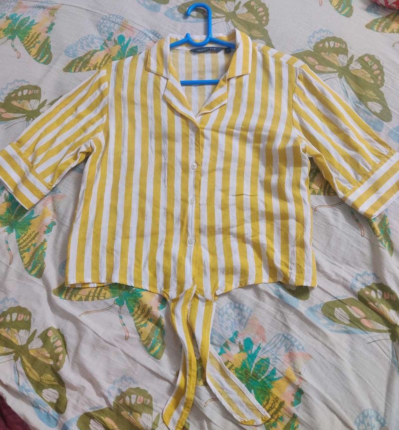 Projecteve Yellow &amp; White Crop Shirt - Size