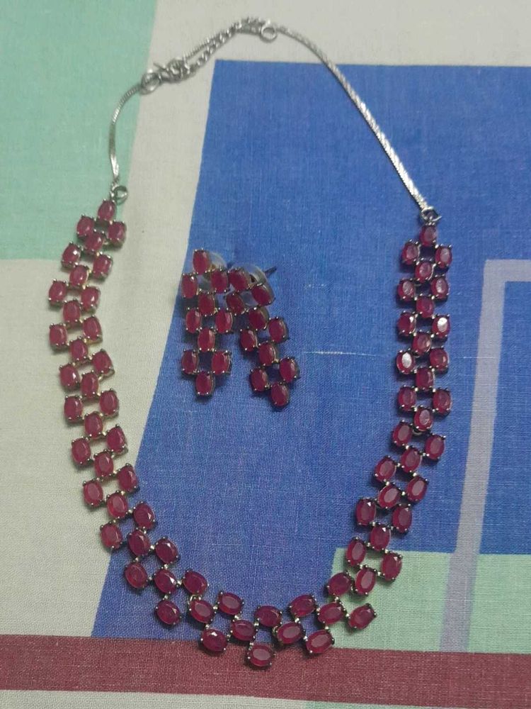 Elegant Ruby Necklace Set