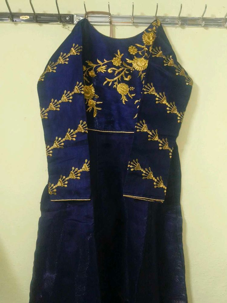 Elegant Blue Embroidered Dress