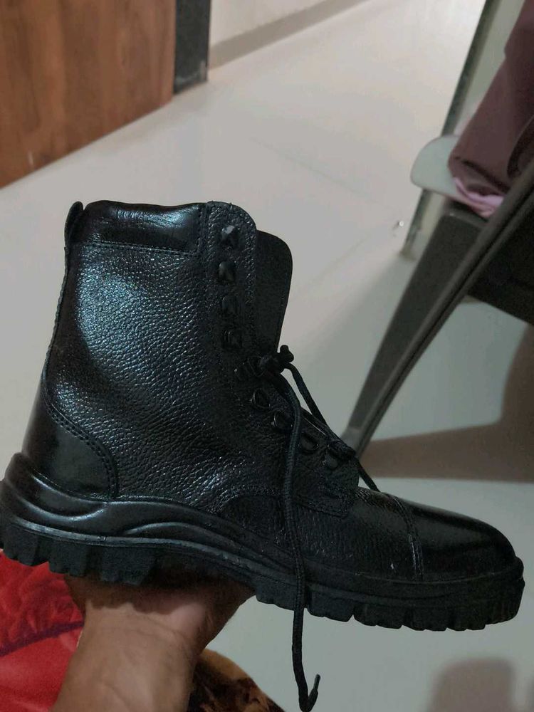 Black Leather Work Boots