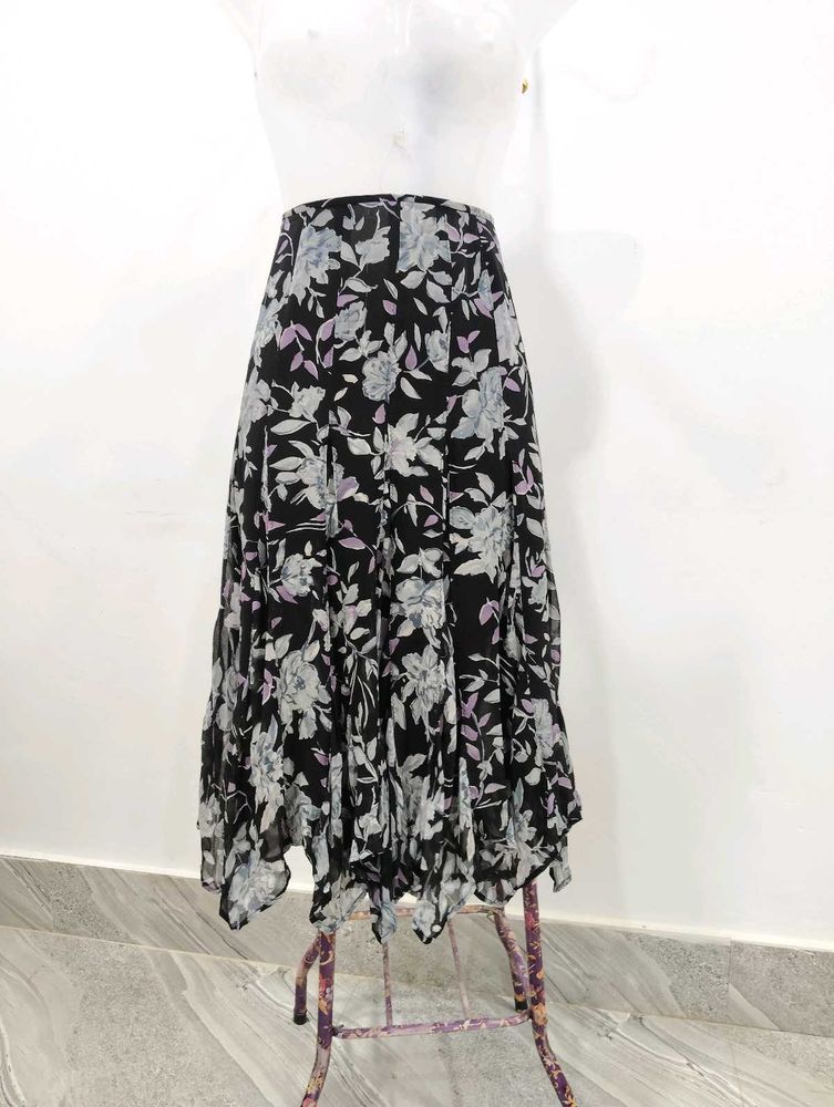 Floral Hem Midi Skirt