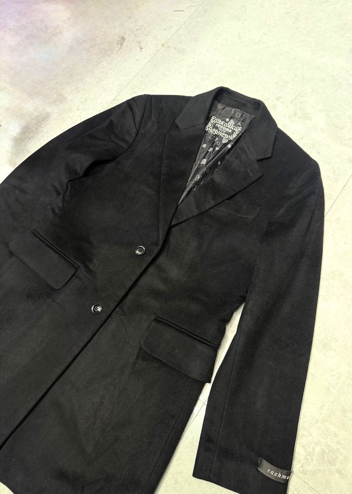 Unisex Black Formal Cashmere Soft Fabric Coat