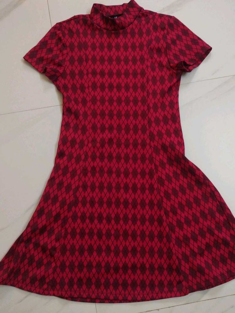 Red Argyle Dress