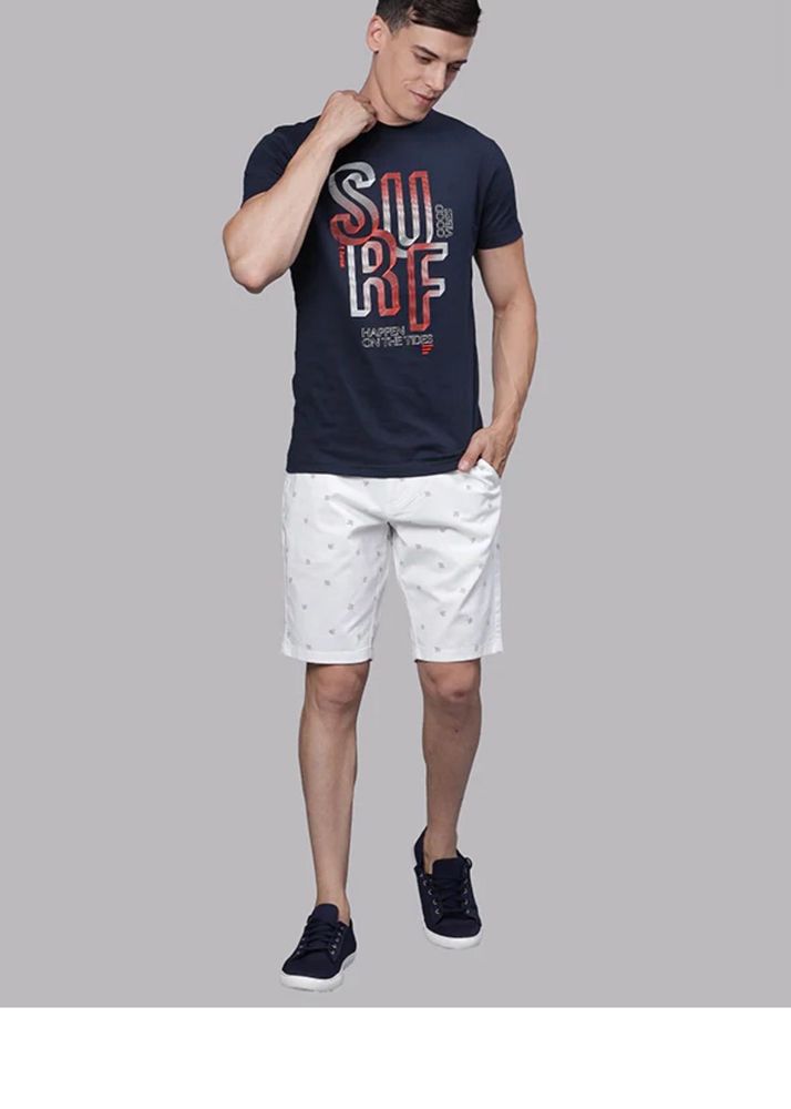 New White Printed Men's Shorts