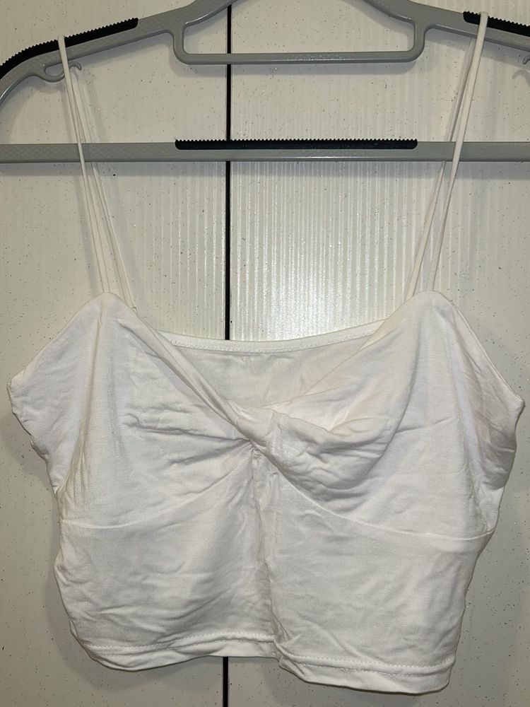 White Knot Top With Thin Straps