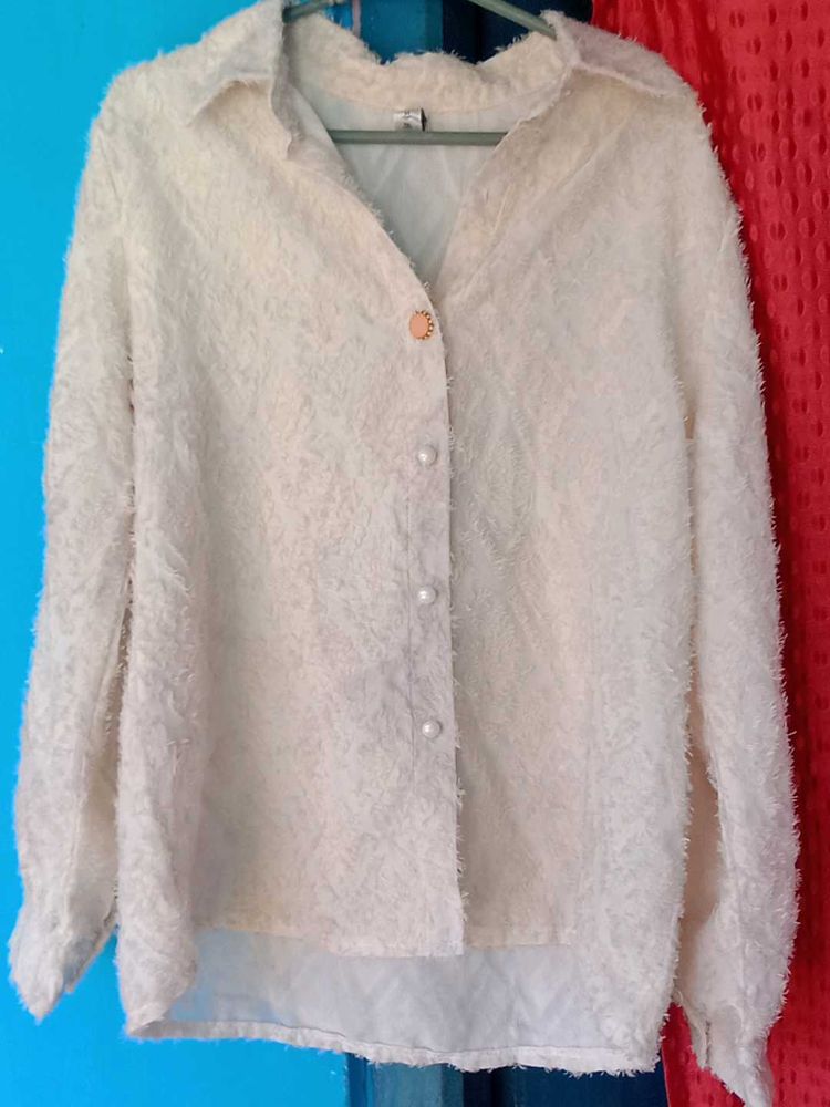 Fluffy Button-Down Shirt