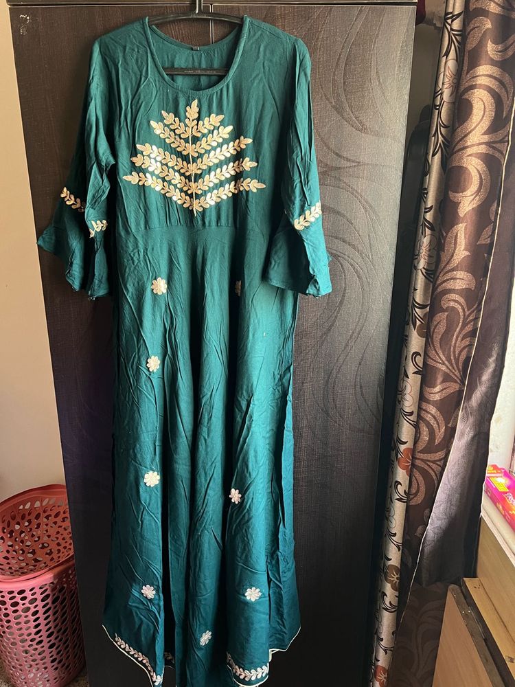 Elegant Green Embroidered Kurta Gown
