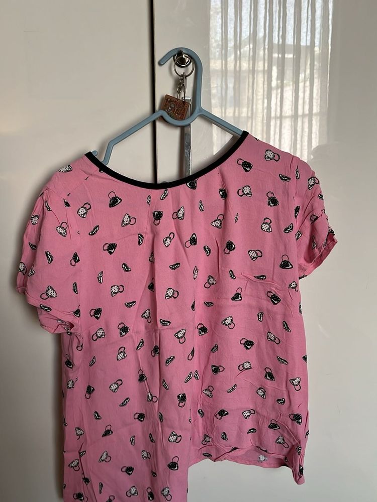 Pink Graphic Print Top