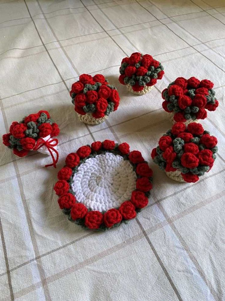 Handmade Crochet Rose Coaster