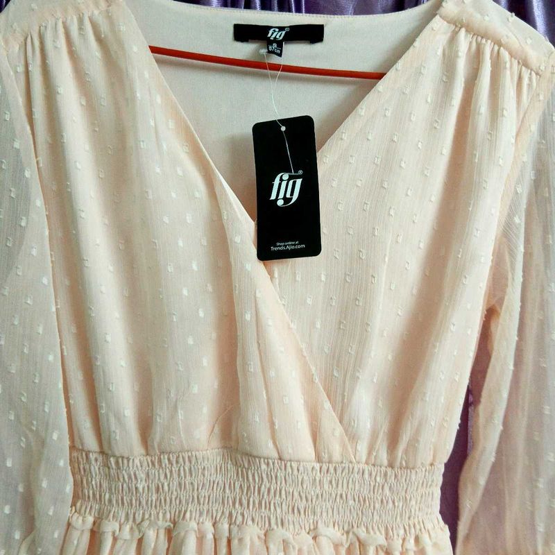 FIG Peach Fit And Flare Dress