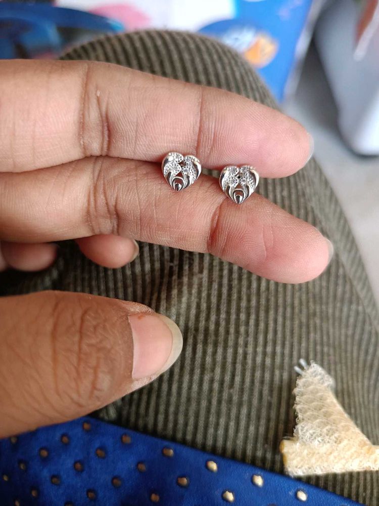 Heart Shaped Stud Earrings 92.5 Pure Silver