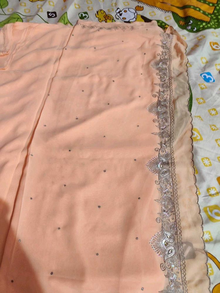 Vintage Saree 40 Years Silver  Zari Handwork