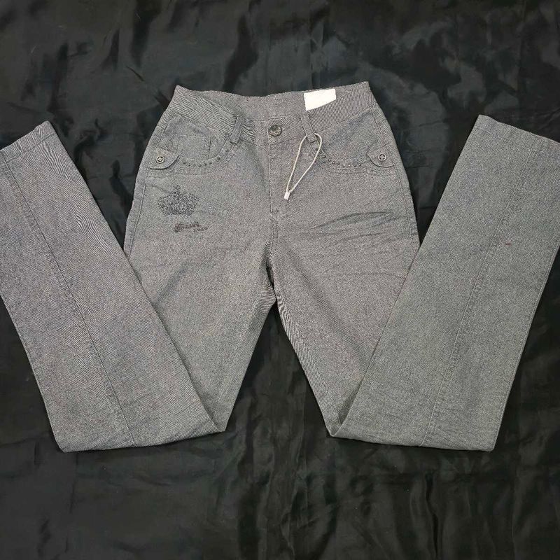 low waist straight fit Y2K sparkle denim