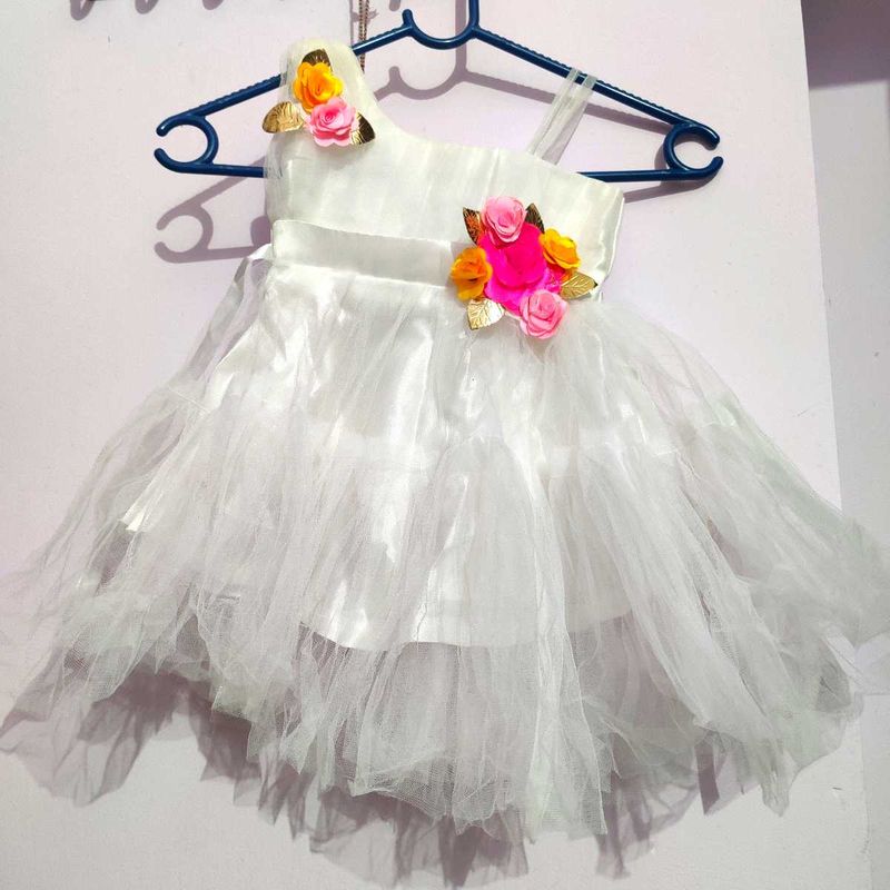 White Floral One Shoulder Dress