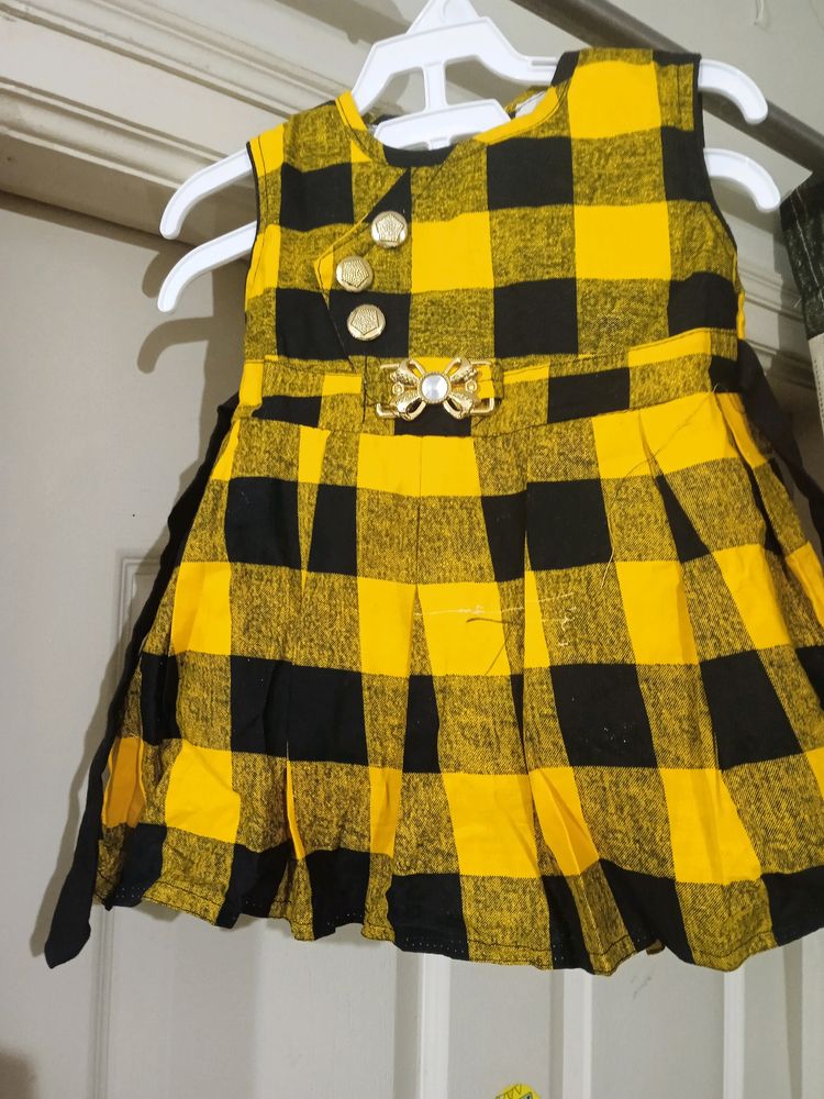 Checked Cotton baby frock
