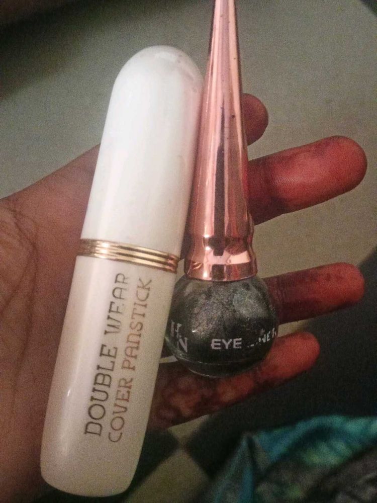 Double Wear Cover Panstick And Shimery Eyeliner