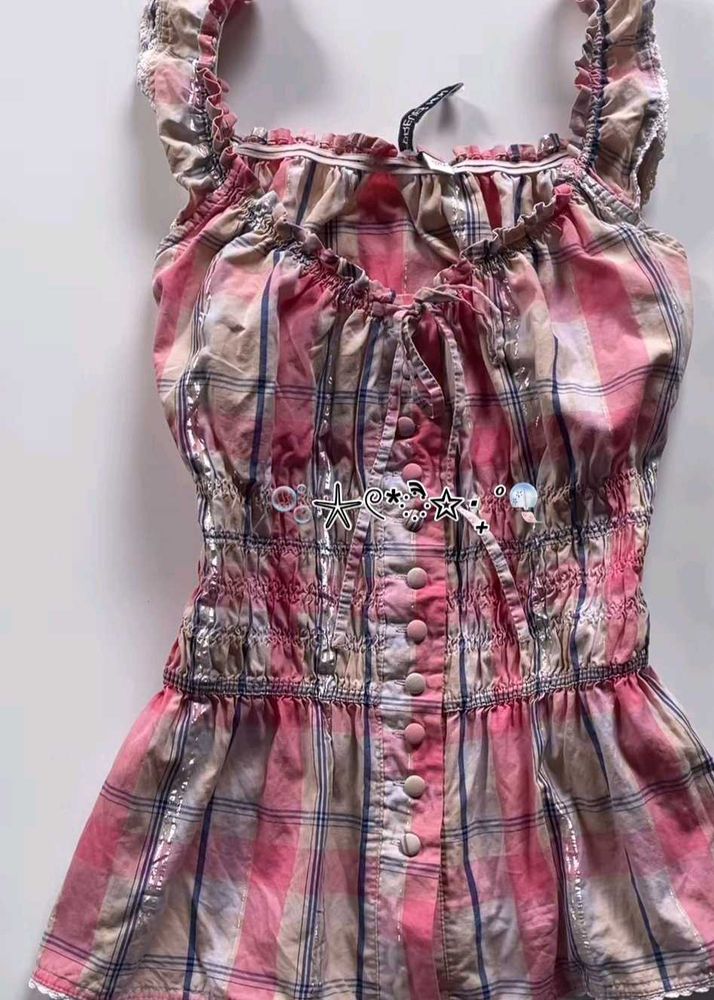 Cute Plaid Ruffle Top