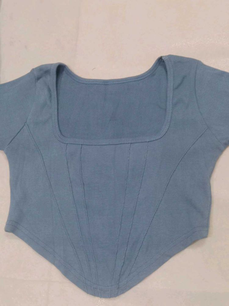 Trendy blue corset-style cropped top 💙