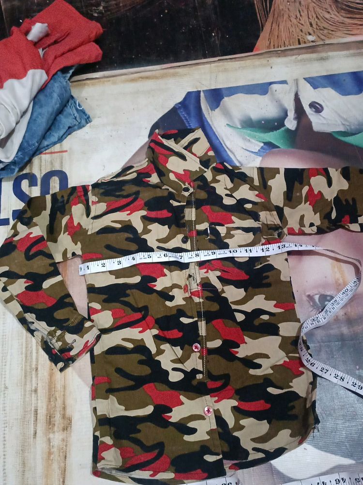Camo Print Button-Down 4 Shirt