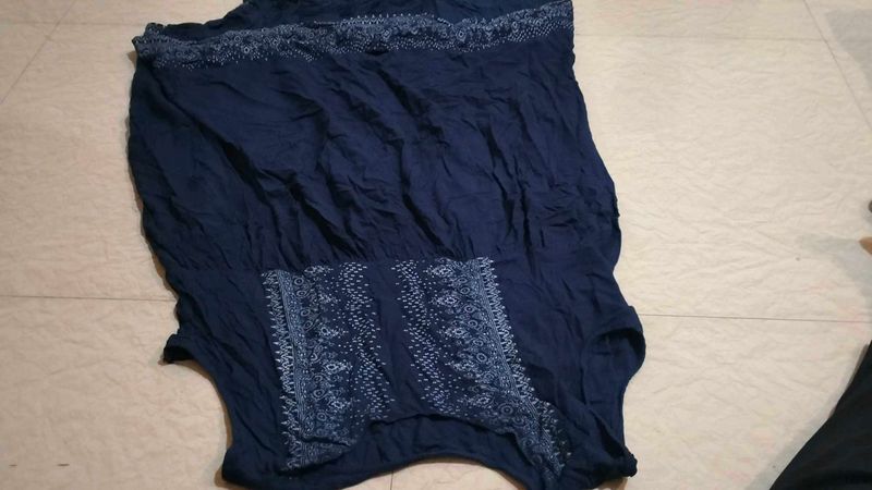 Navy Embroidered One Piece