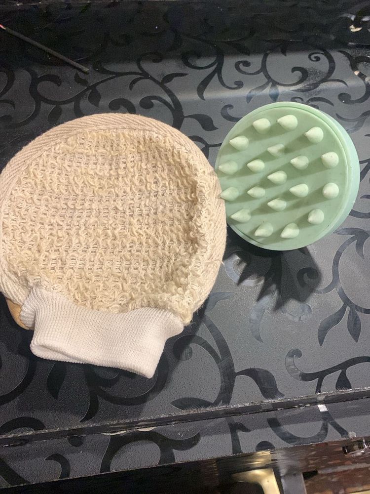 Combo Hair Messager And Body Scrub Glove