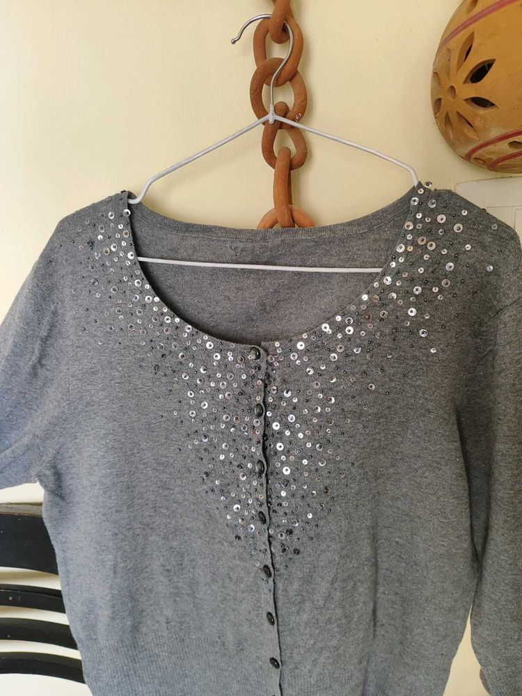 Grey sequence Cardigan