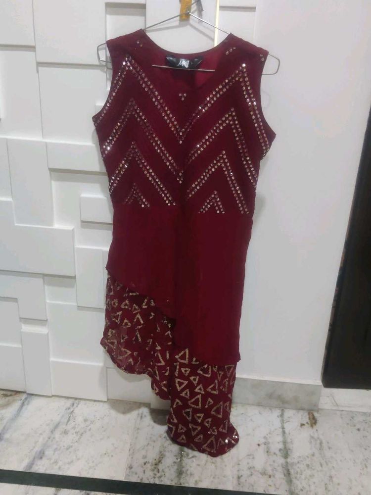 Maroon Embroidered Kurti