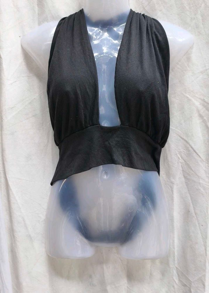 272011. Black Halter Crop Top