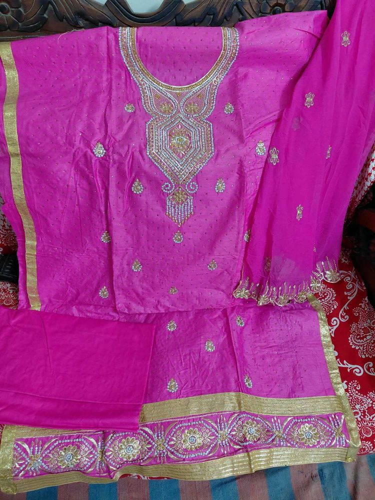 Pink Embellished Salwar Kameez unstiched