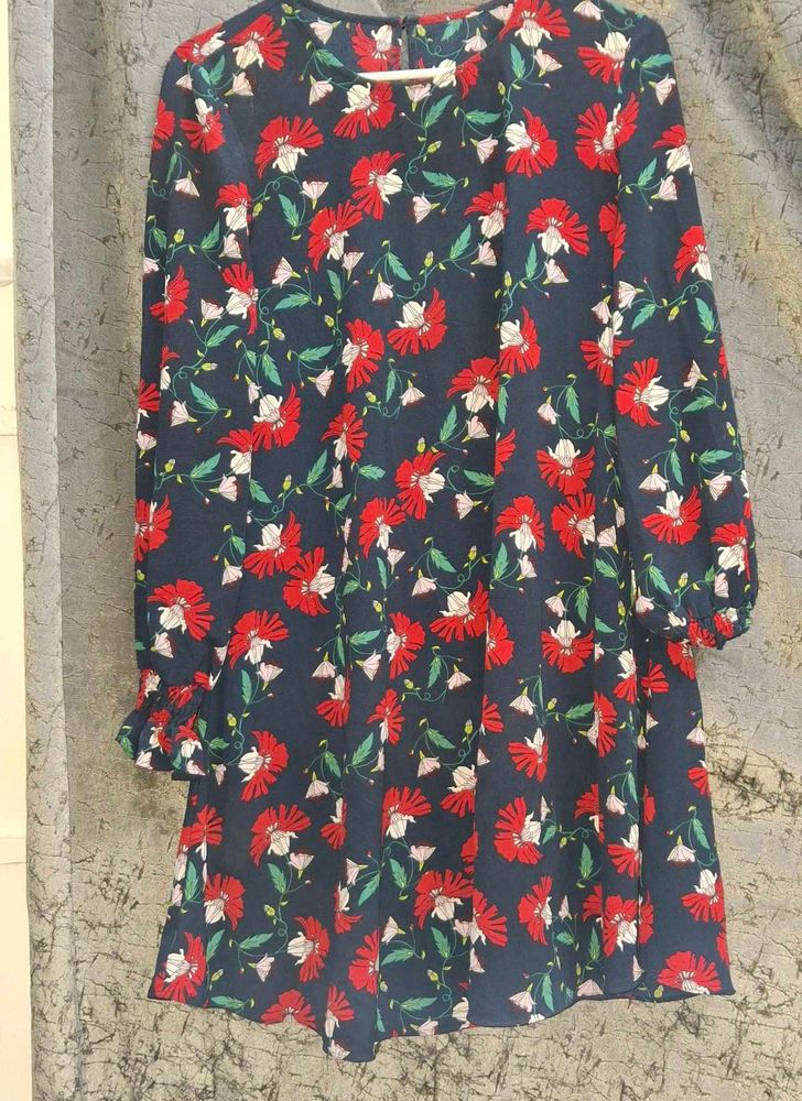 Navy Blue Round Flared Dress