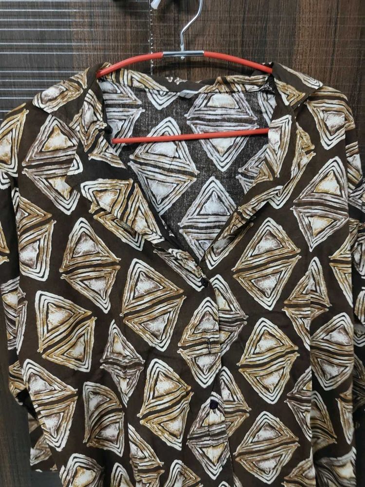 Patterned Button-Down Top