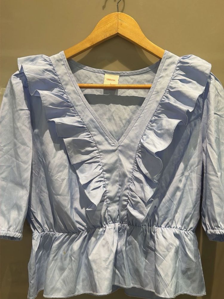 Ruffled Light Blue Top
