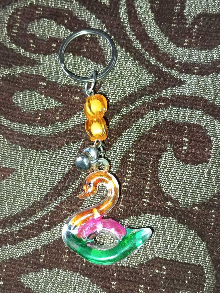 Swan Keychain with Beads