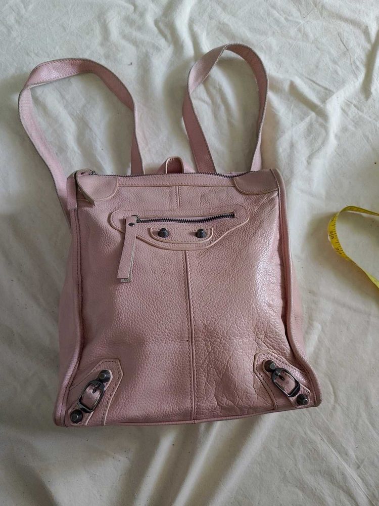 Pink Leather Backpack