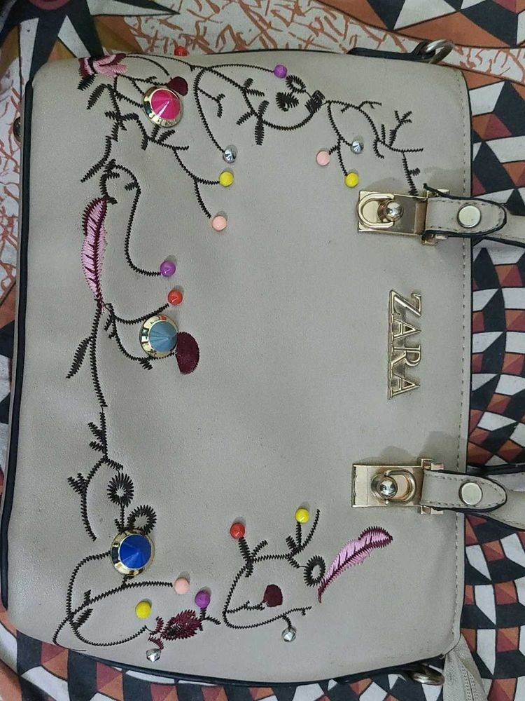 ZARA Embroidered HandBag