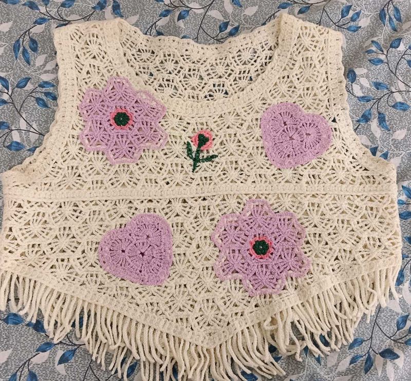 Crochet Flower Heart Vest