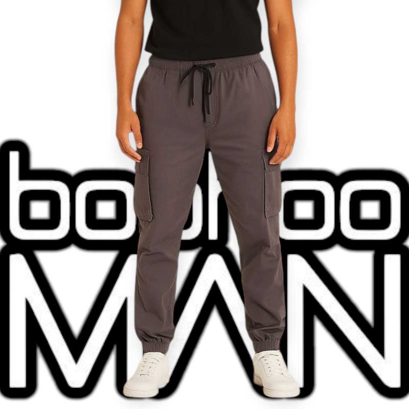 boohooMAN Charcoal Grey Cargo Jogger – Men’s