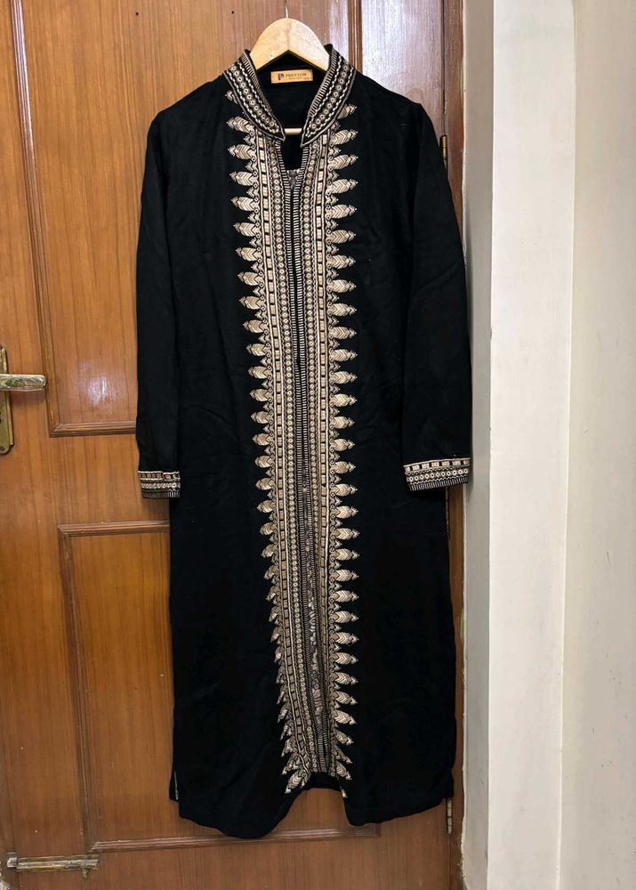 Warm Winter Black Embroidered Kurta