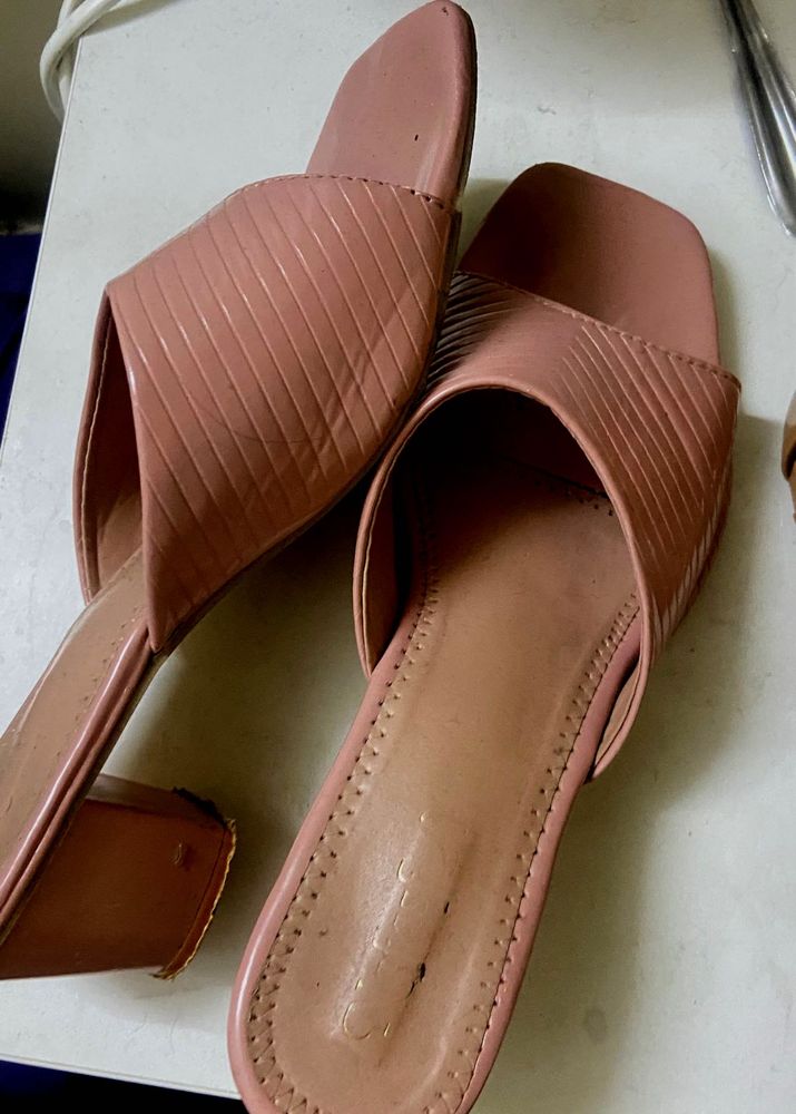 Pink Heeled Mules