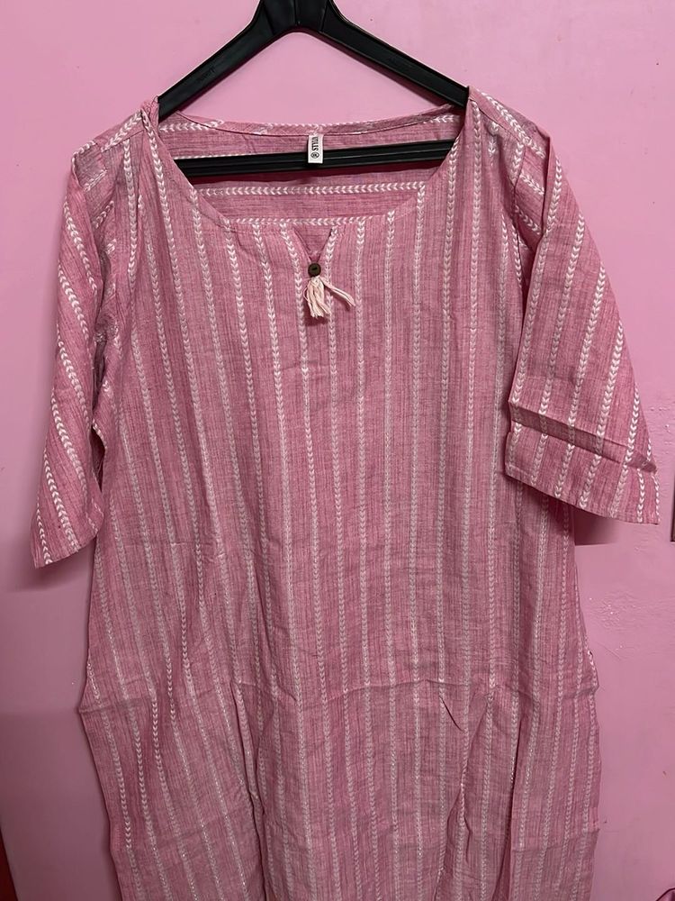 Pink Striped Kurta