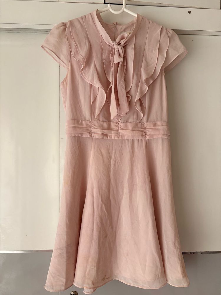Vintage Pink Ruffle Dress