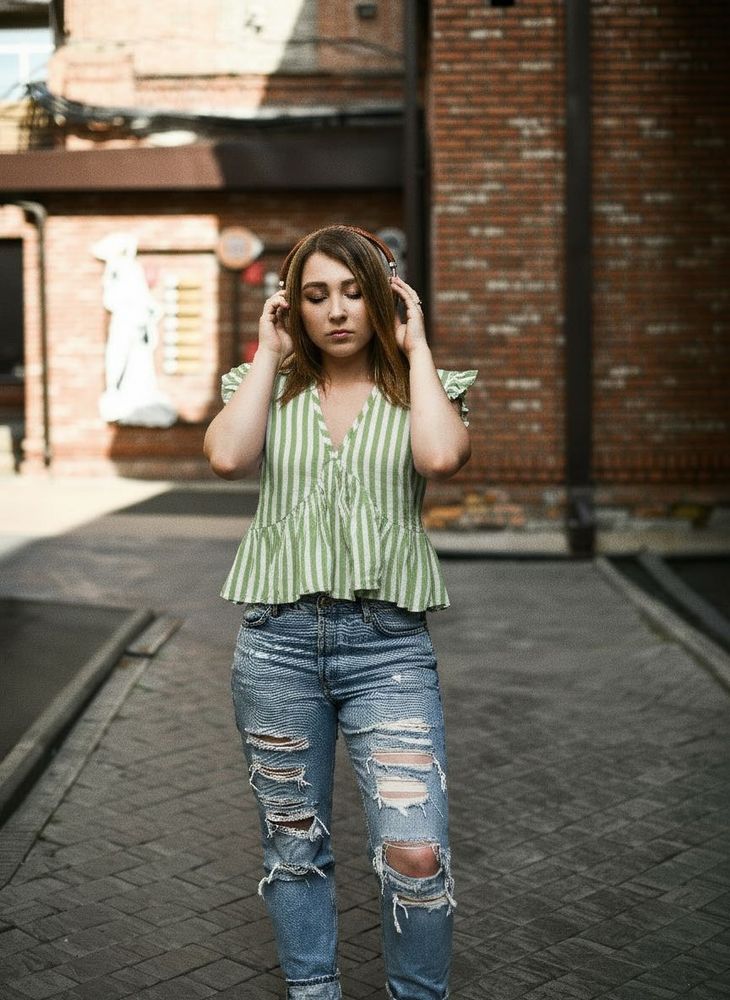 Striped Peplum Top Cotton