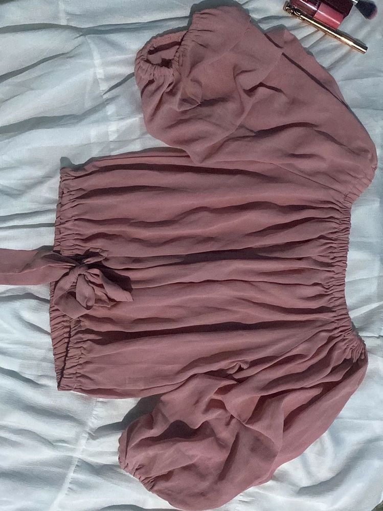 Dusty Rose Off-Shoulder Top