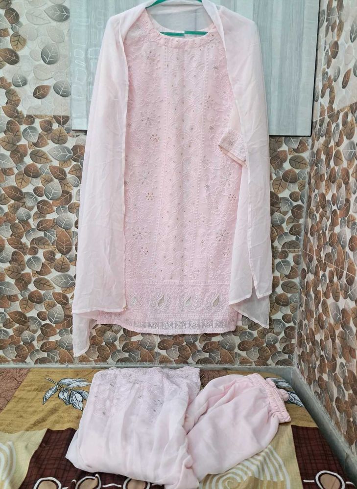 Pink Embroidered Kurta Set
