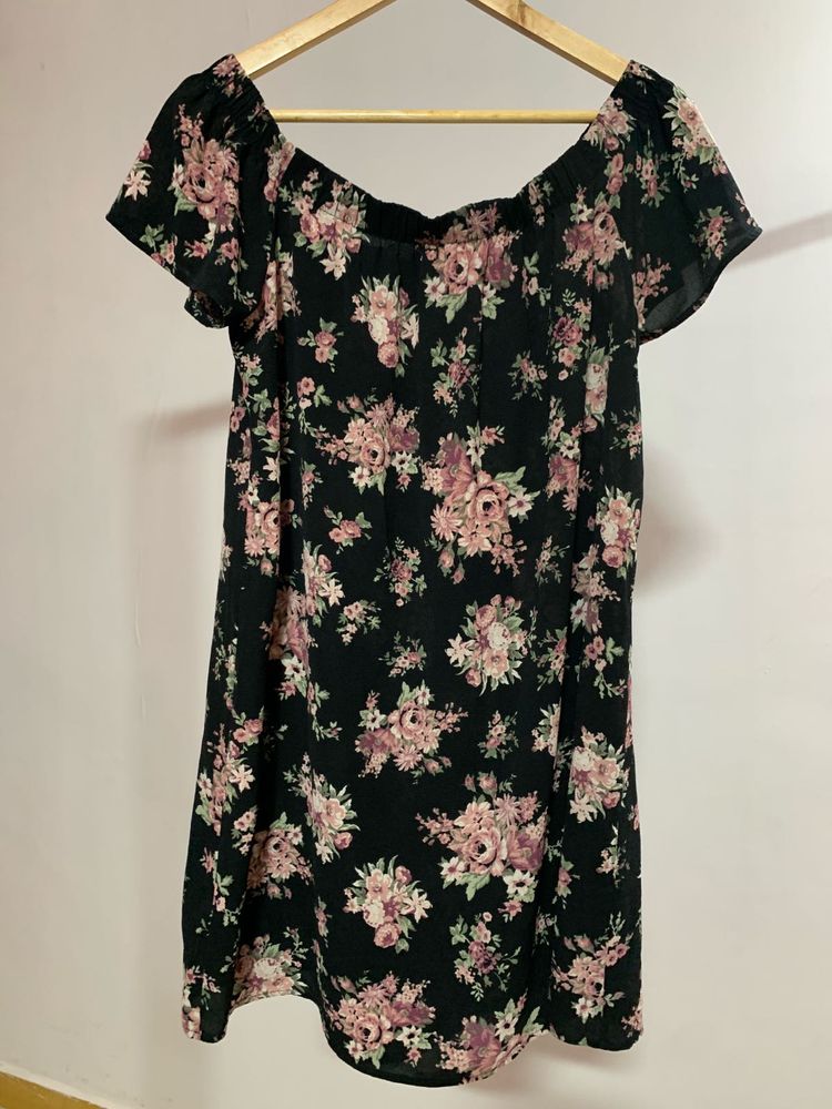 Floral Off-Shoulder Dress/Top – Dual Style