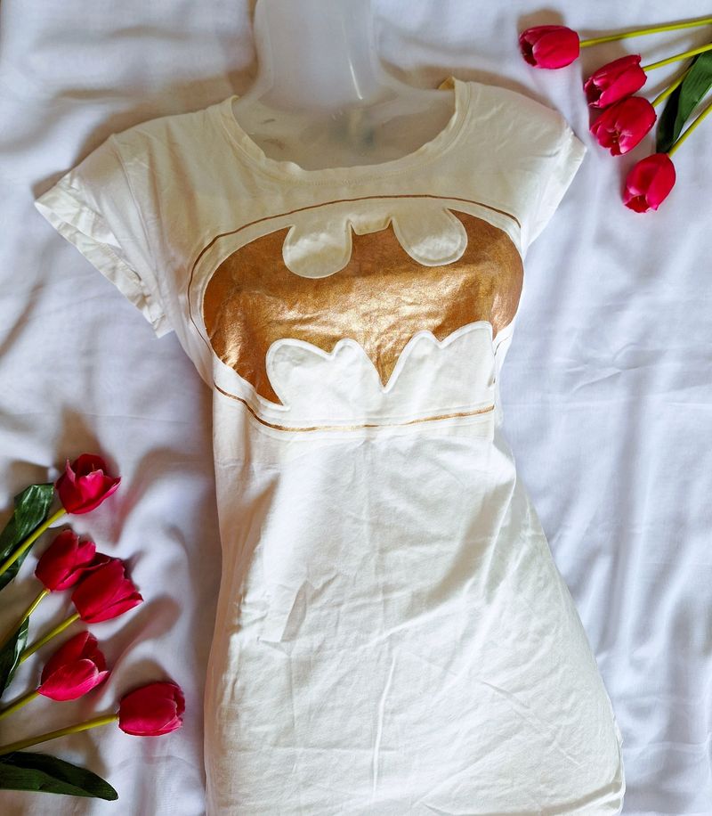 White Batman Tshirt For Women