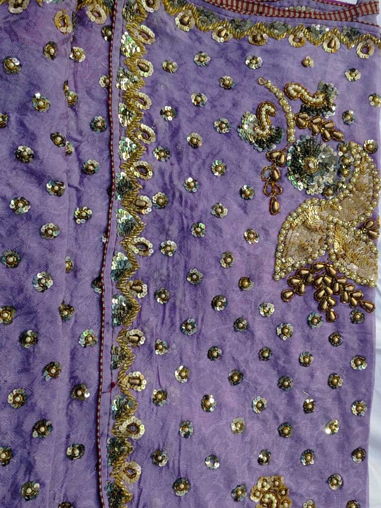 Embroidered Lavender Partywear Saree