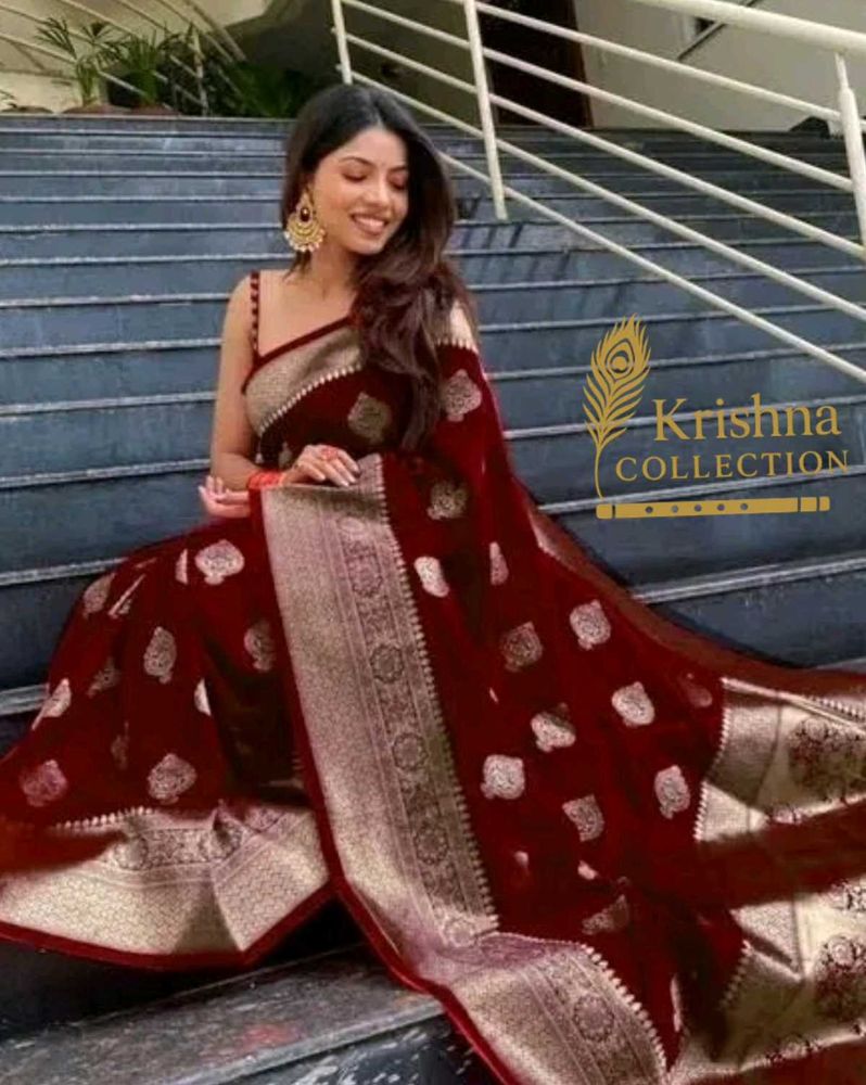 Elegant Maroon Banarasi Saree