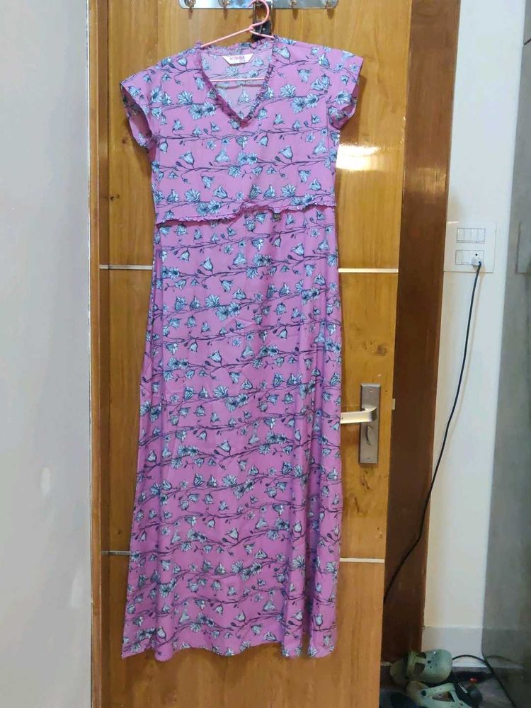 Pink Floral party wear gown