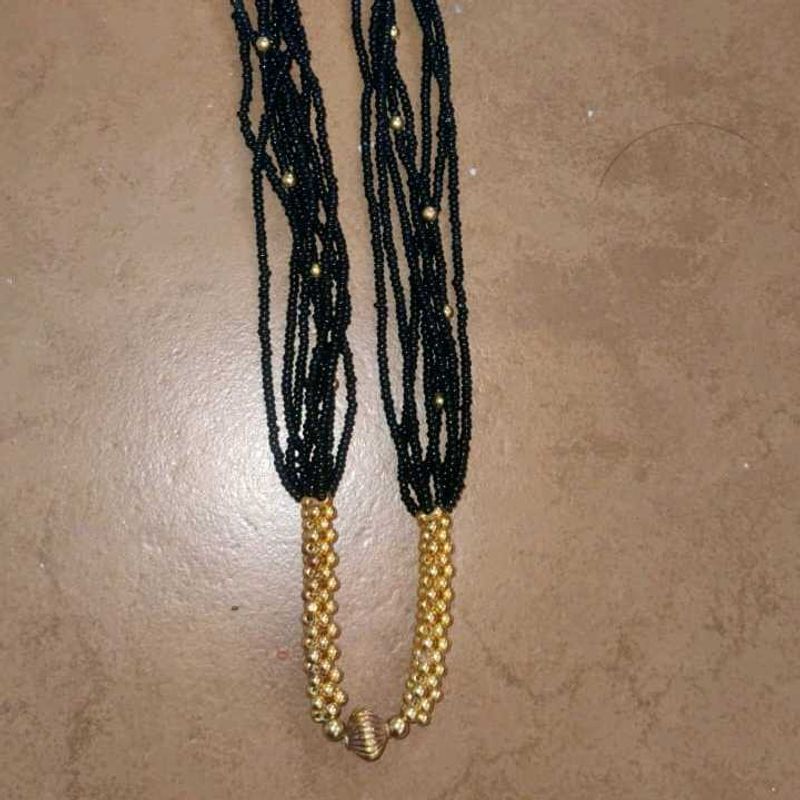 For Sale Pure Gold Necklace With Black Beads